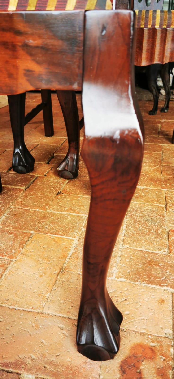Solid wood, Chippendale type dining room chairs in Ball and claw design.