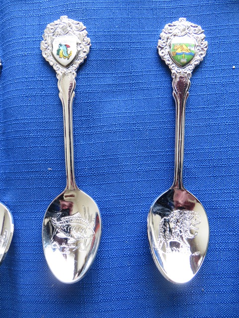 Collectible teaspoons with place names