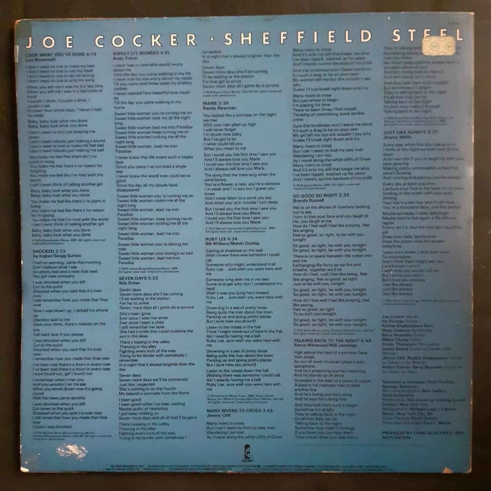 Joe Cocker - Sheffield Steel LP Record