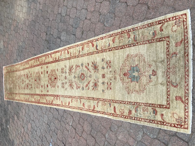 Carpet Afgan blue and gold hand knotted 1.9x2.75  and runner 4.1x0.9m