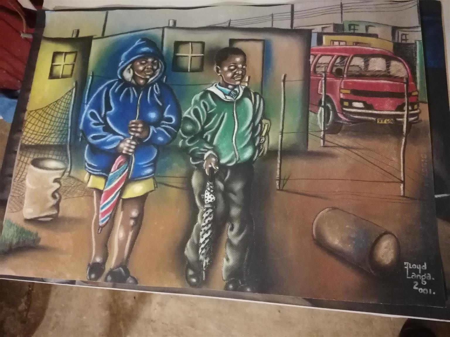 Oil paintings, Floyd Langa. Oil paintings, Floyd Langa.