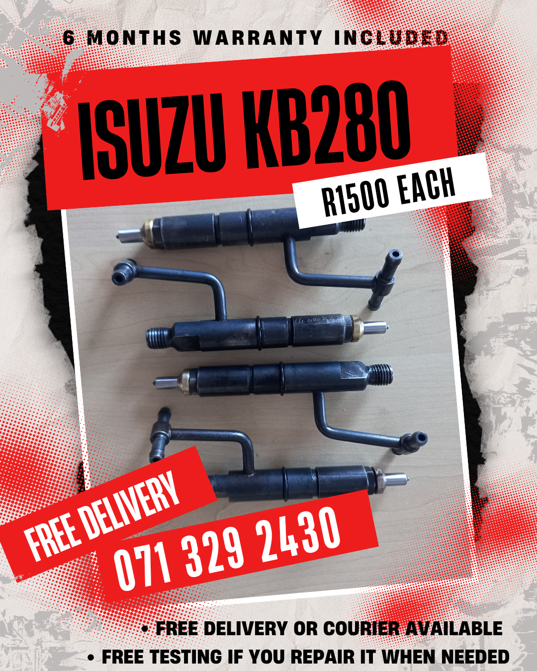 ISUZU KB280 DIESEL INJECTORS FOR SALE WITH WARRANTY - Private Seller ISUZU KB280 DIESEL INJECTORS FOR SALE WITH WARRANTY - Private Seller