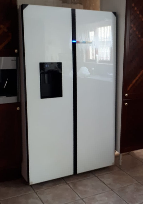 White Defy Glass double door fridge for sale 