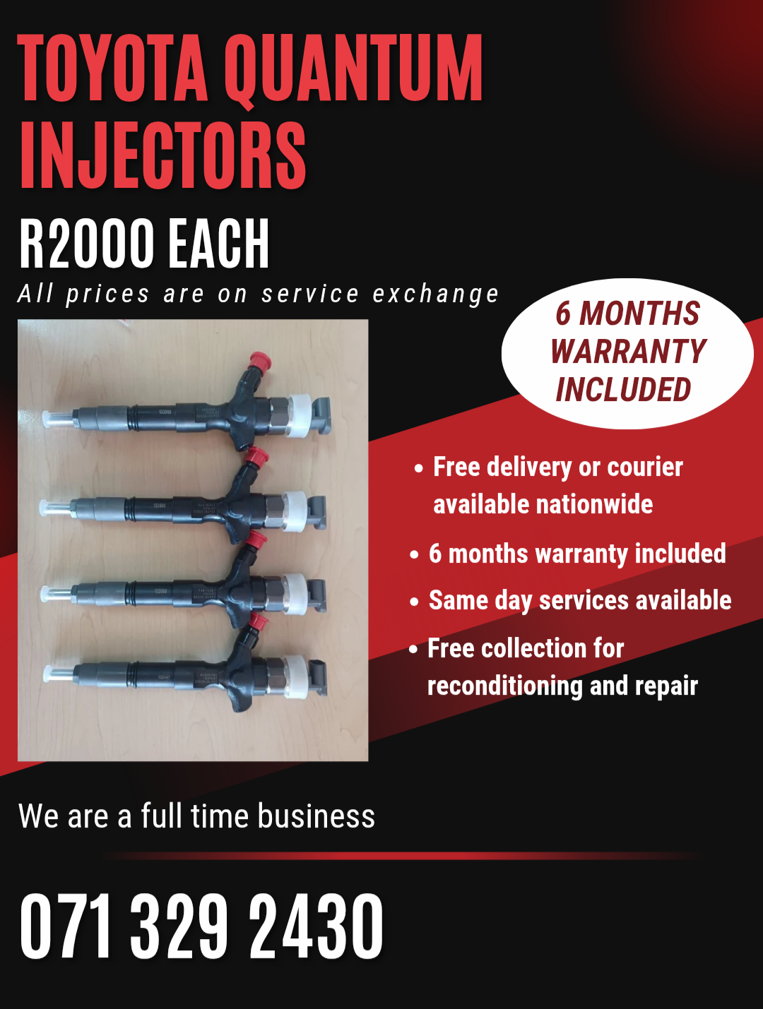 TOYOTA QUANTUM DIESEL INJECTORS FOR SALE WITH WARRANTY - Private Seller TOYOTA QUANTUM DIESEL INJECTORS FOR SALE WITH WARRANTY - Private Seller