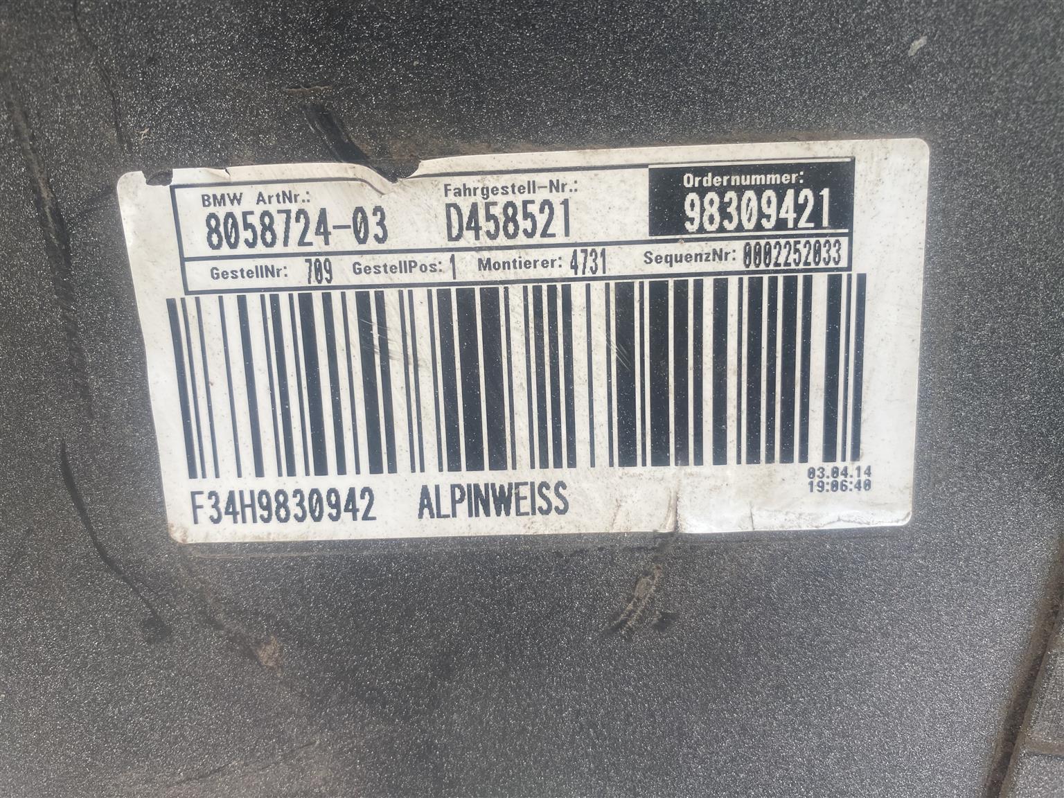 2016 BMW 3 SERIES GT F34 M-SPORT REAR BUMPER FOR SALE. IN EXCELLENT CONDITION - Private Seller