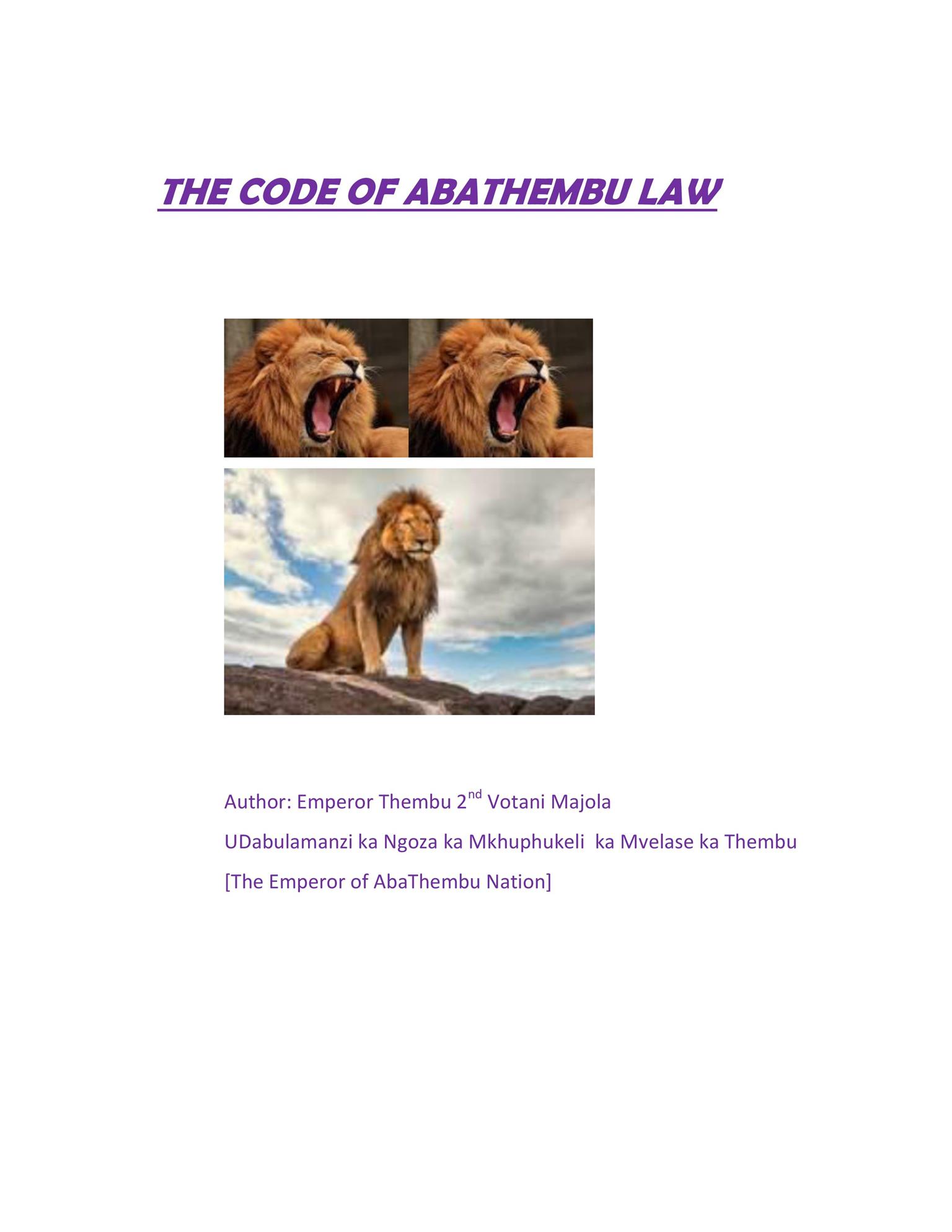 THE CODE OF ABATHEMBU LAW