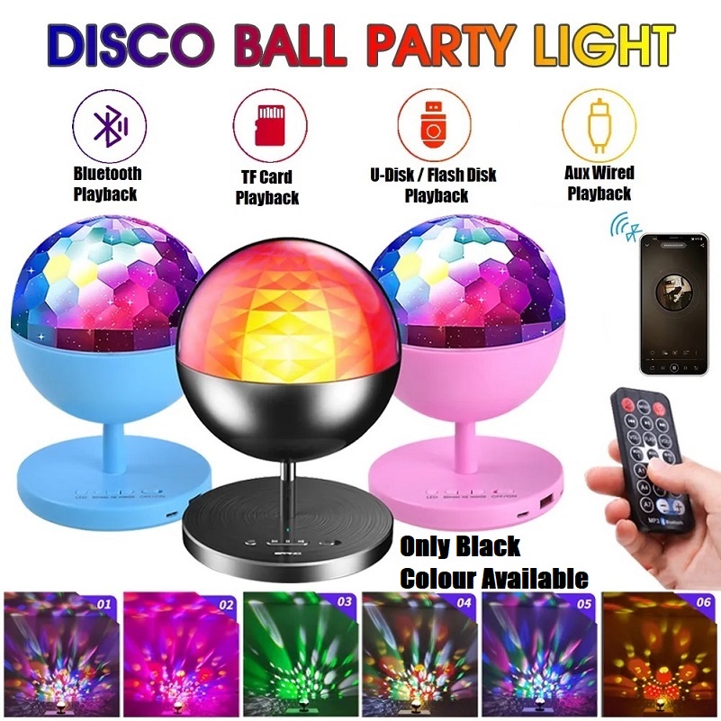 Rechargeable MultiColour LED Wireless Speaker Music Rotating Crystal Magic Ball