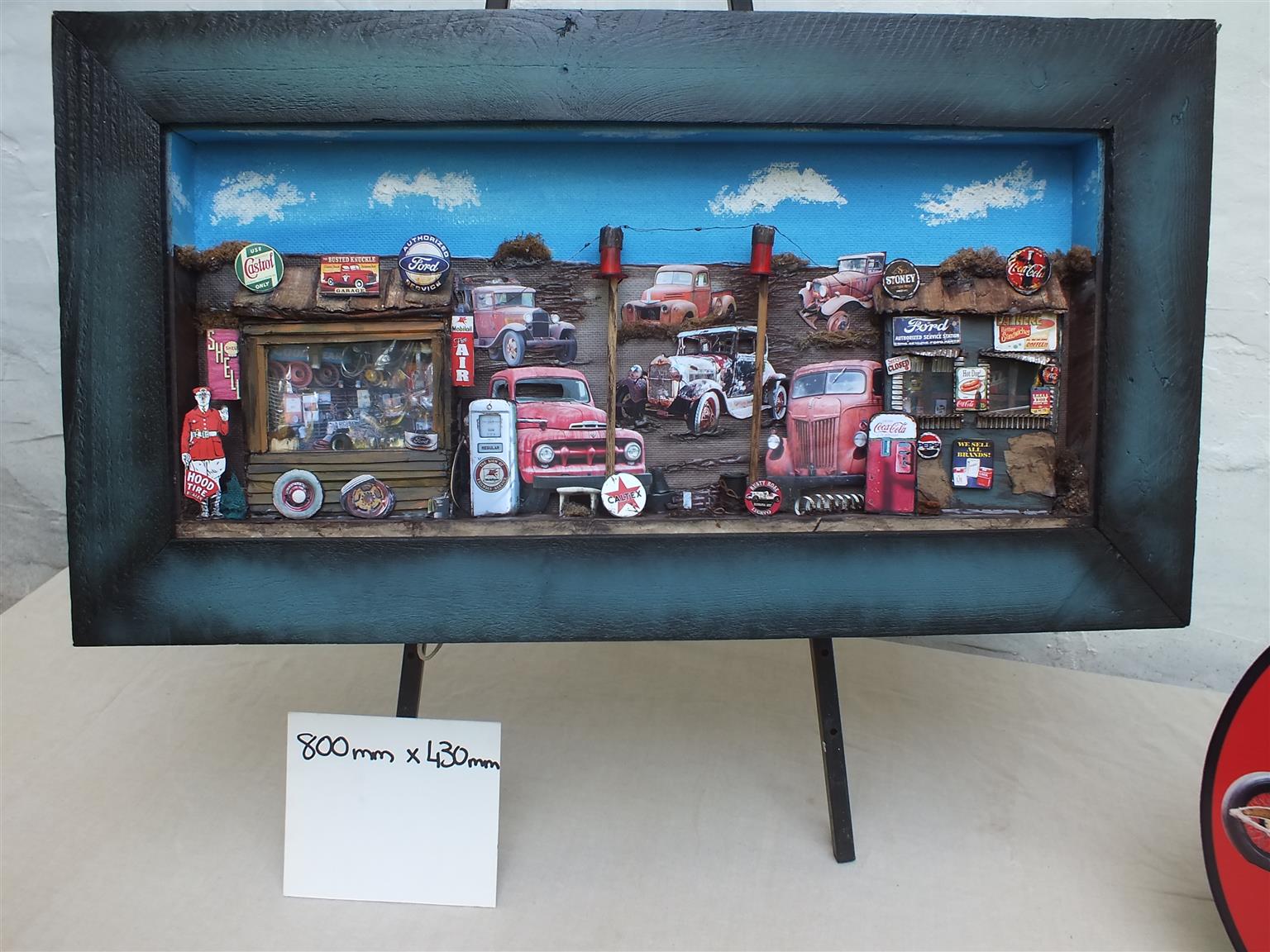 Vintage Ford Garage 3 D Diorama Art For Sale
