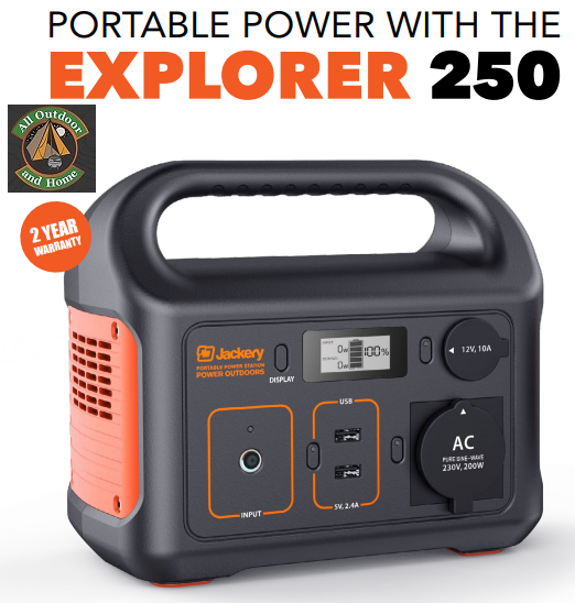 JACKERY PORTABLE POWER STATION WITH THE EXPLORER 250- reliable, easy-to-use