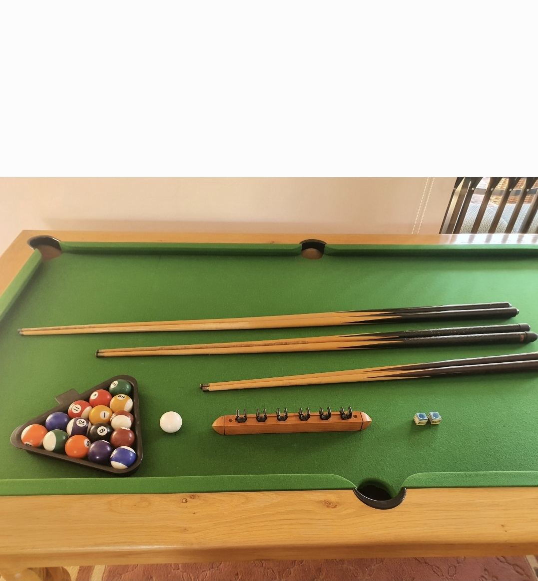 Pool table for sale, heavy, solid wood, very good condition.