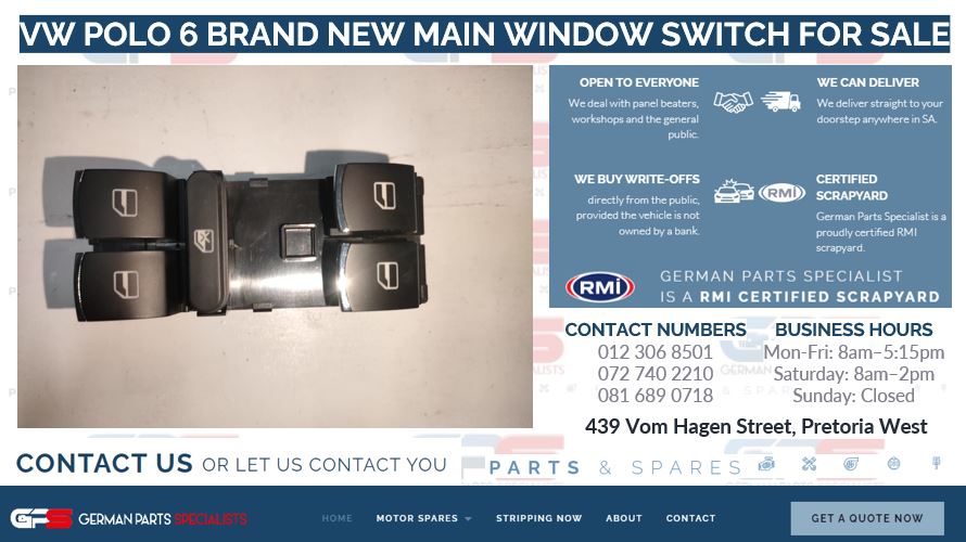 VW POLO 6 BRAND NEW MAIN WINDOW SWITCH FOR SALE - Private Seller VW POLO 6 BRAND NEW MAIN WINDOW SWITCH FOR SALE - Private Seller