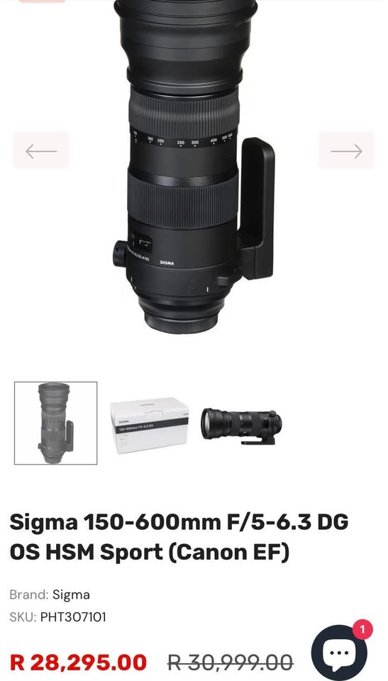 Sigma lens 150-600 mm F5-6.3 DG