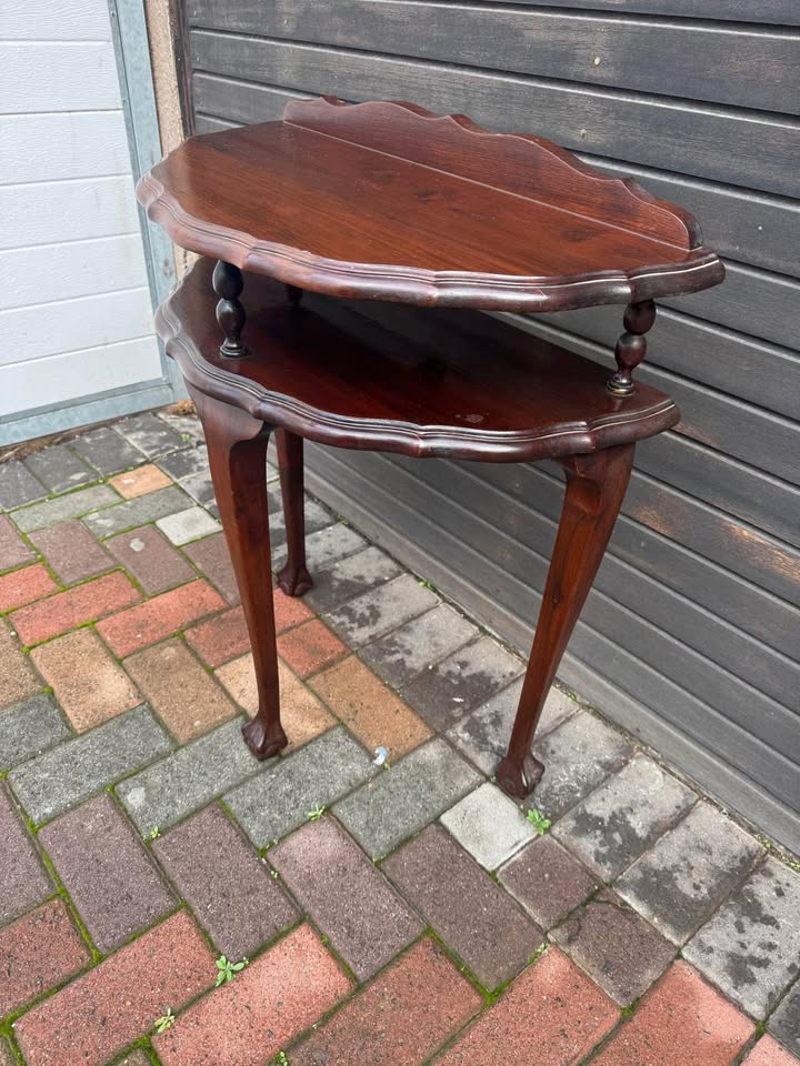 Antique halfmoon double table ball and claw