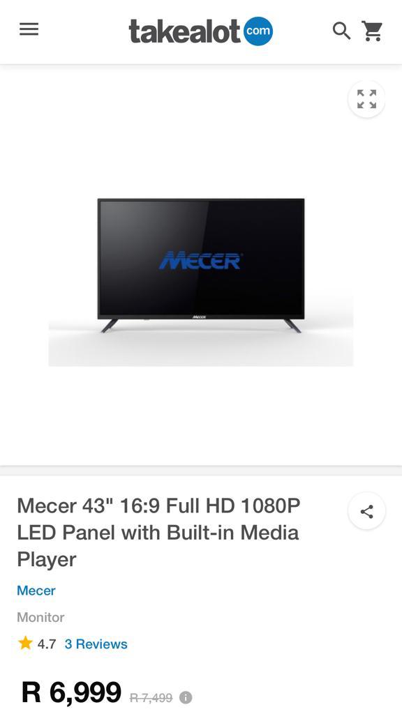 43"Mecer FHD Monitor LED 