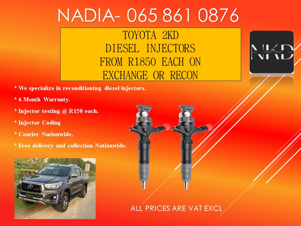 Toyota 2KD diesel injectors for sale on service exchange or recon with test repo - Private Seller Toyota 2KD diesel injectors for sale on service exchange or recon with test repo - Private Seller