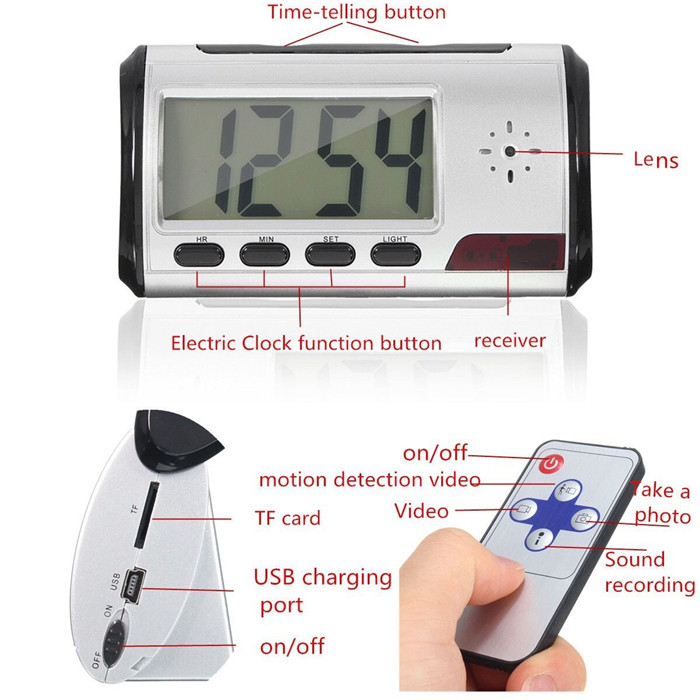 Spy Camera Clock, Remote Controlled Multi-Function DVR. Brand New Products.