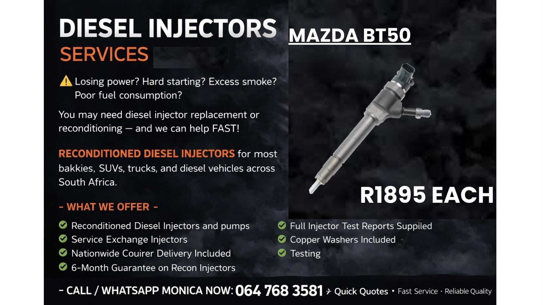 MAZDA BT50 Diesel Injectors for Sale – Recon & New - Private Seller MAZDA BT50 Diesel Injectors for Sale – Recon & New - Private Seller