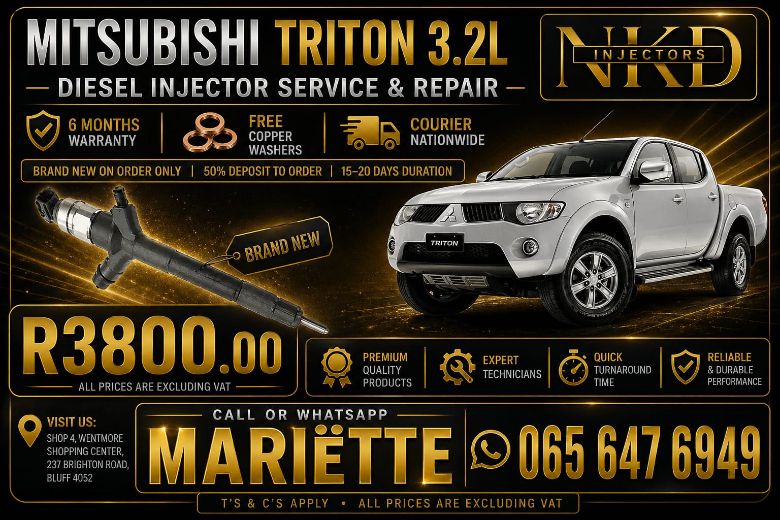 Includes copper washers Mitsubishi Triton 3.2l - Private Seller Includes copper washers Mitsubishi Triton 3.2l - Private Seller