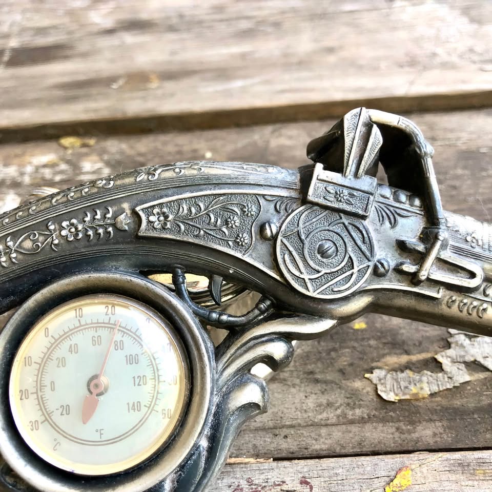 Very unusual Ornate Metal Thermometer