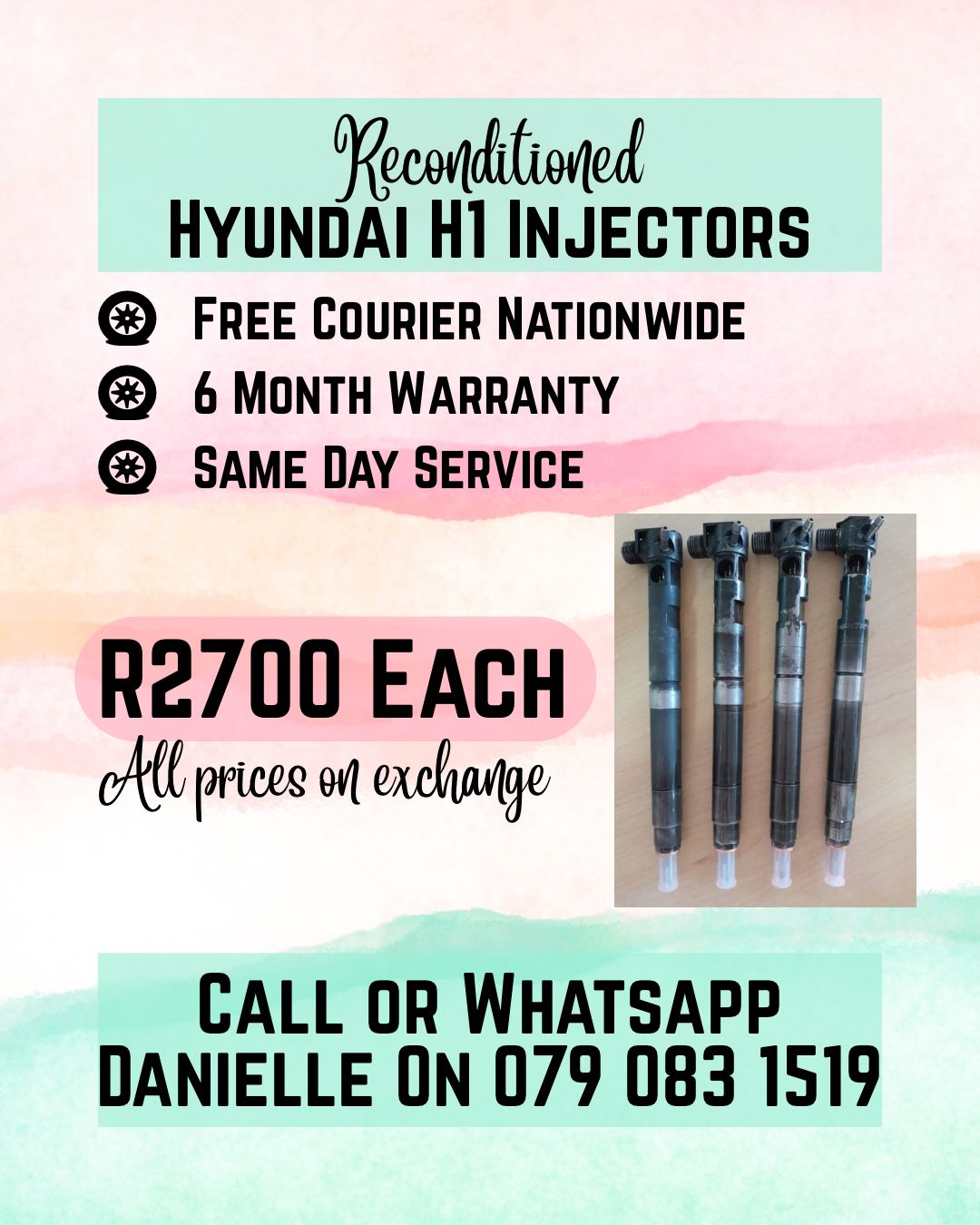HYUNDAI H1 INJECTORS FOR SALE WITH WARRANTY INCLUDED - Private Seller HYUNDAI H1 INJECTORS FOR SALE WITH WARRANTY INCLUDED - Private Seller