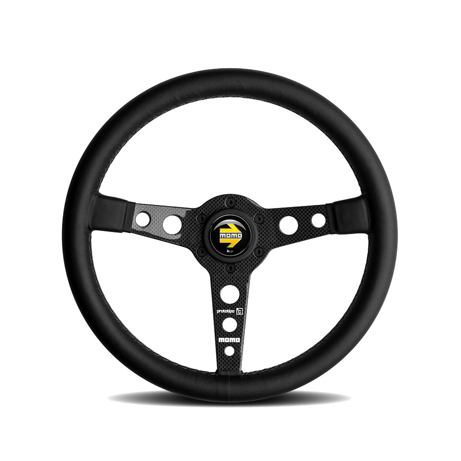 Momo ProtoTipo Carbon Fibre & Black Leather Sports Steering Wheel (350mm)