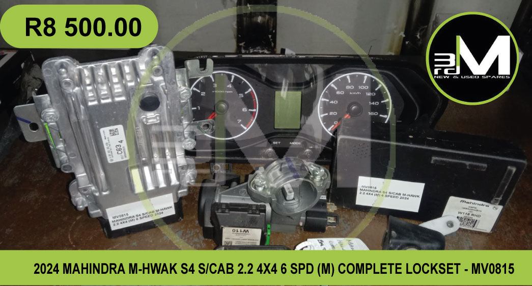 2024 MIHINDRA M-HAWK S4 S/CAB 2.2 4X4 6 SPD (M) COMPLETE LOCKSET - MV0815 - Private Seller 2024 MIHINDRA M-HAWK S4 S/CAB 2.2 4X4 6 SPD (M) COMPLETE LOCKSET - MV0815 - Private Seller