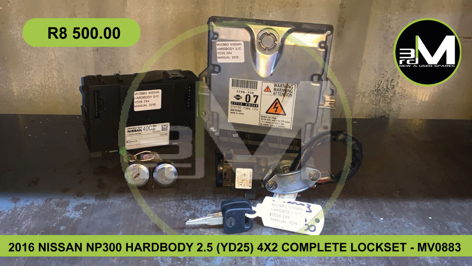 Used NISSAN NP300 HARDBODY 2.5 (YD25) 2016 LOCKSET - MV0883 for