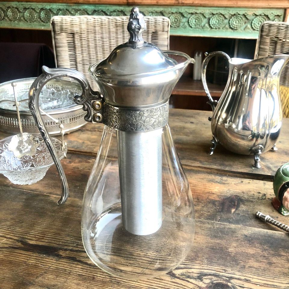 Vintage Silverplate Carafe Pitcher with Ice Insert