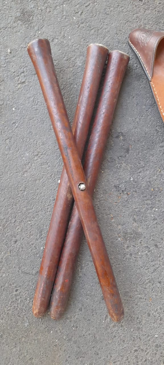 Vintage tripod hand crafted leather stools - tripod