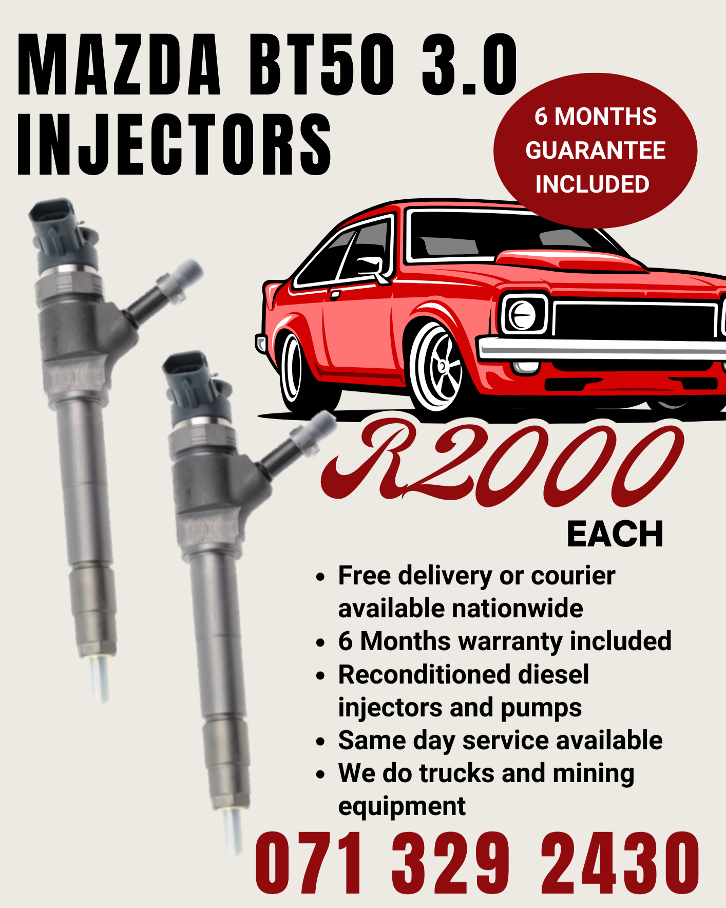 MAZDA BT50 3.0 INJECTORS FOR SALE WITH WARRANTY INCLUDED - Private Seller MAZDA BT50 3.0 INJECTORS FOR SALE WITH WARRANTY INCLUDED - Private Seller