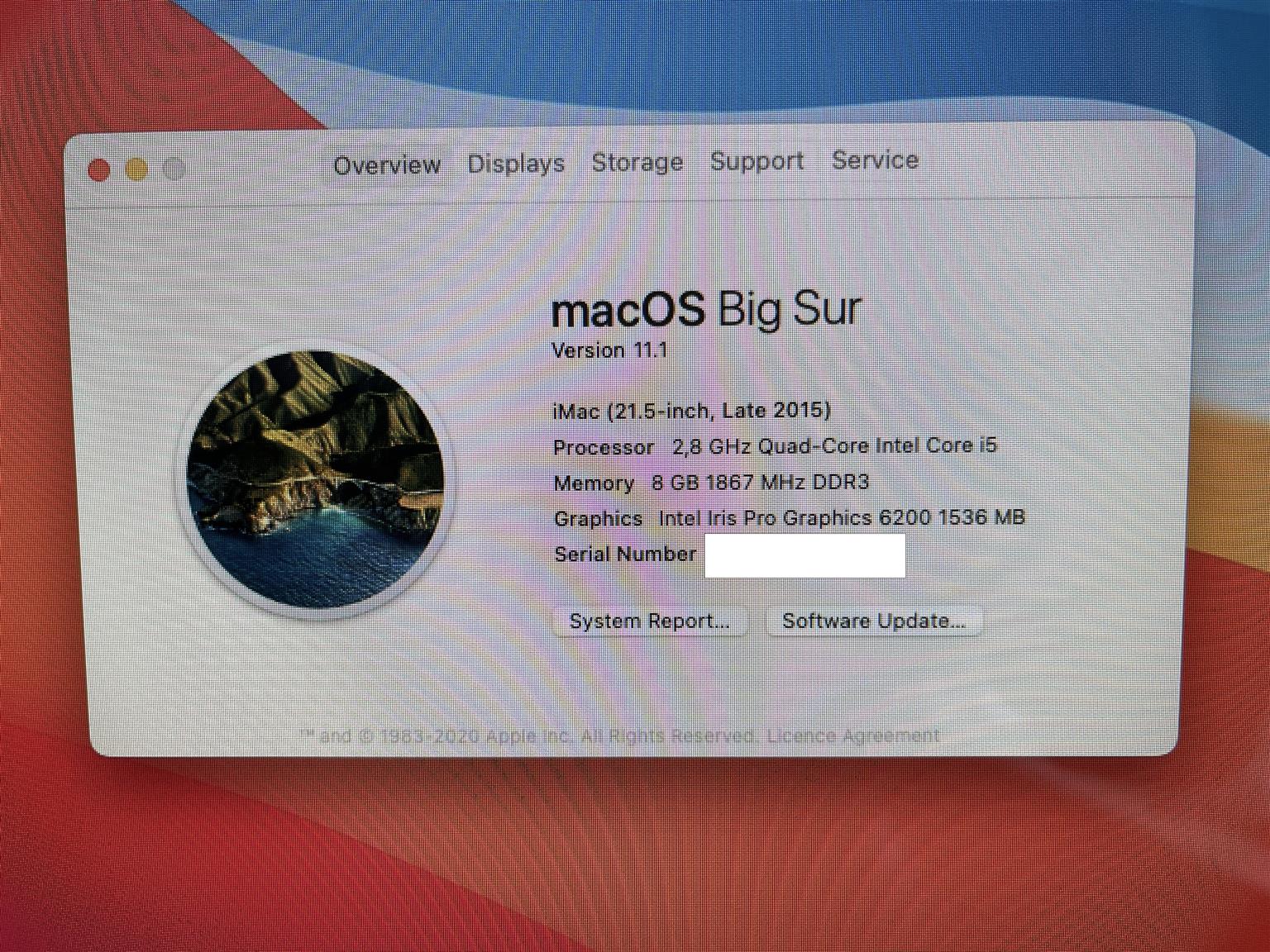 2015 Apple iMac 21" Core i5 2.8GHz Quad Core, 8GB RAM