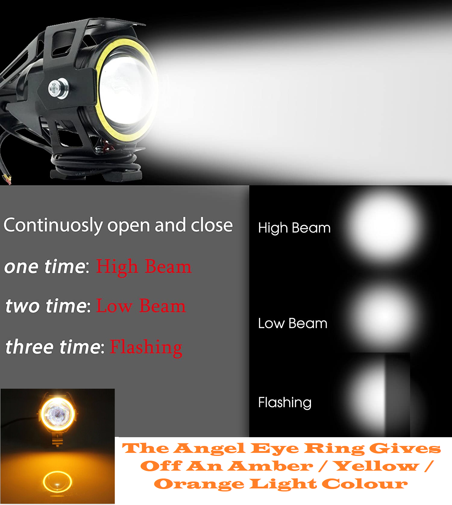 LED Angel Eye Spotlights, Devil Eye Universal Auxiliary Halo Ring Spotlights NEW