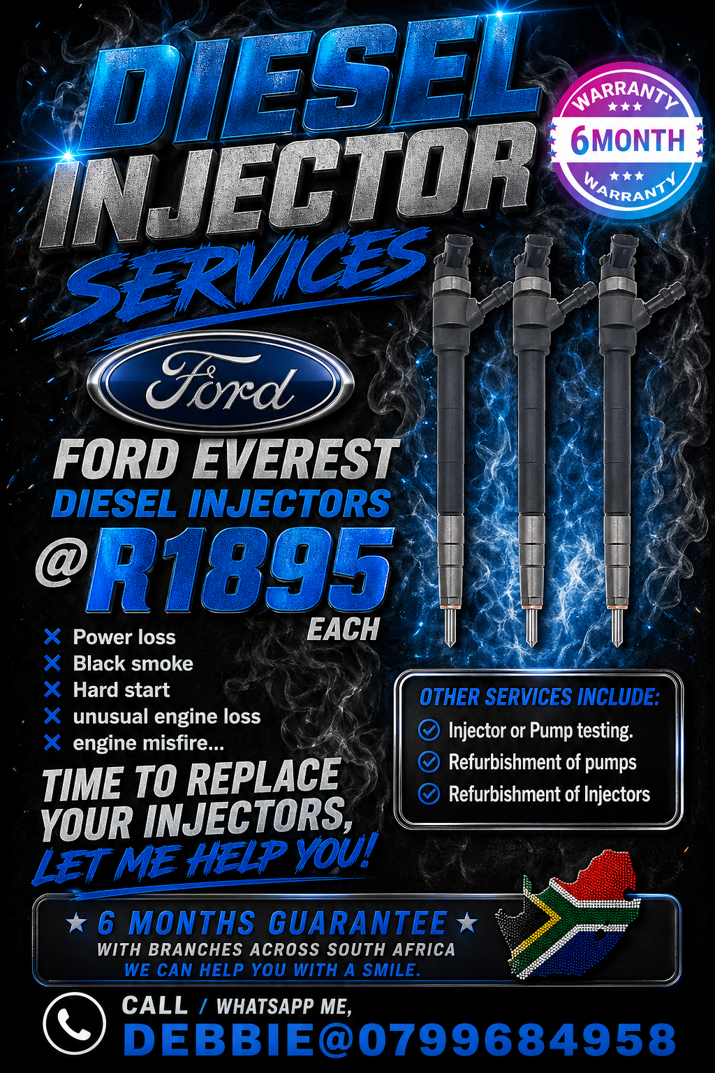 FORD EVEREST/FIGO 1,4/RANGER 2,5WL/RANGER 3L INJECTOR SERVICES AVAILABLE - Private Seller FORD EVEREST/FIGO 1,4/RANGER 2,5WL/RANGER 3L INJECTOR SERVICES AVAILABLE - Private Seller