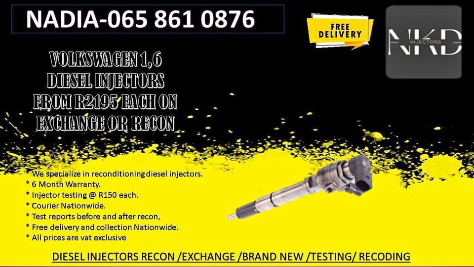 VOLKSWAGEN 1.6 DIESEL INJECTORS FOR SALE OR RECON THE ORIGINALS WITH WARRANTY VOLKSWAGEN 1.6 DIESEL INJECTORS FOR SALE OR RECON THE ORIGINALS WITH WARRANTY