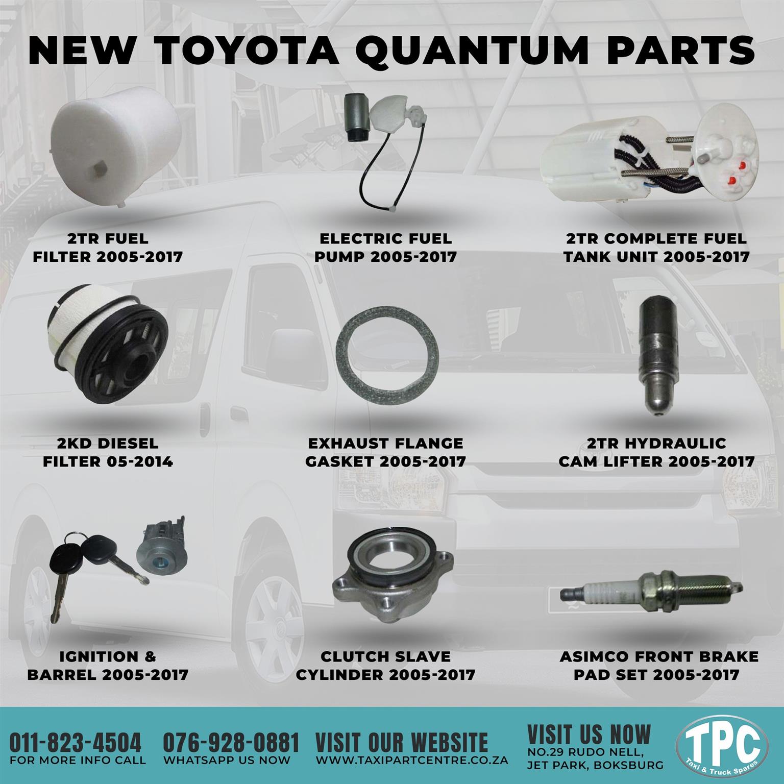 New Toyota Quantum Parts available in store now. - Private Seller New Toyota Quantum Parts available in store now. - Private Seller