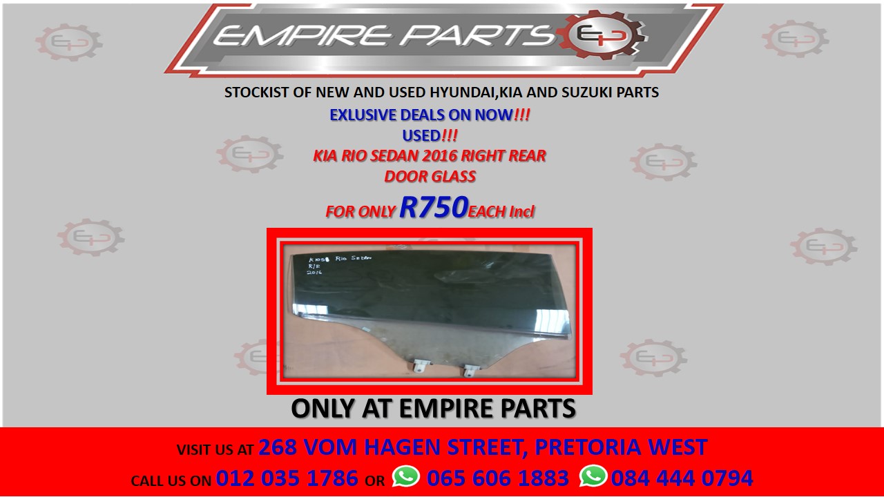 KIA RIO SEDAN 2016 RIGHT REAR DOOR GLASS - Private Seller KIA RIO SEDAN 2016 RIGHT REAR DOOR GLASS - Private Seller
