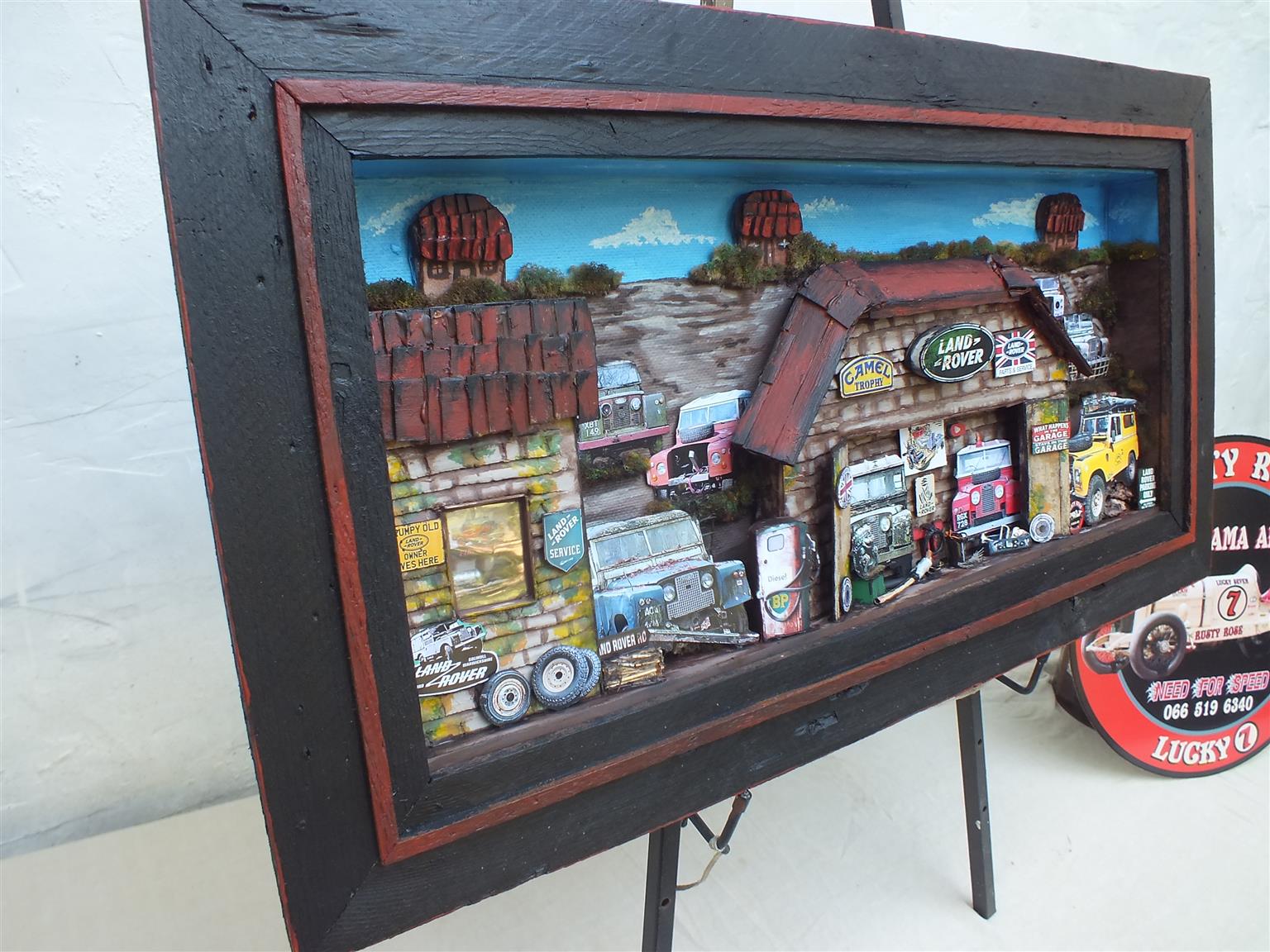 Vintage Land Rover Garage 3 D Diorama Art for Sale
