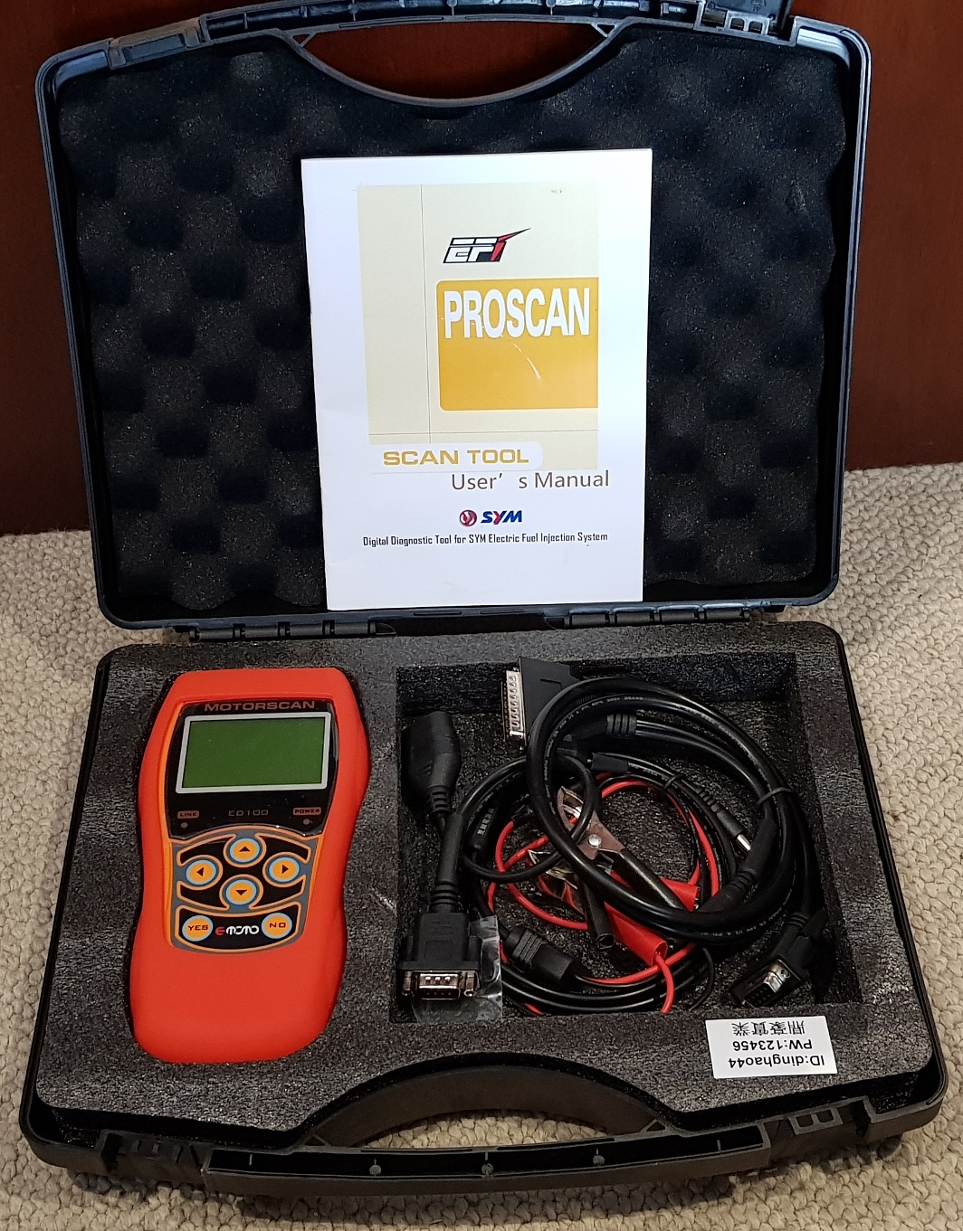 Sym Motorscan ED100 digital diagnostic tool for Sym electrical fuel injection;
