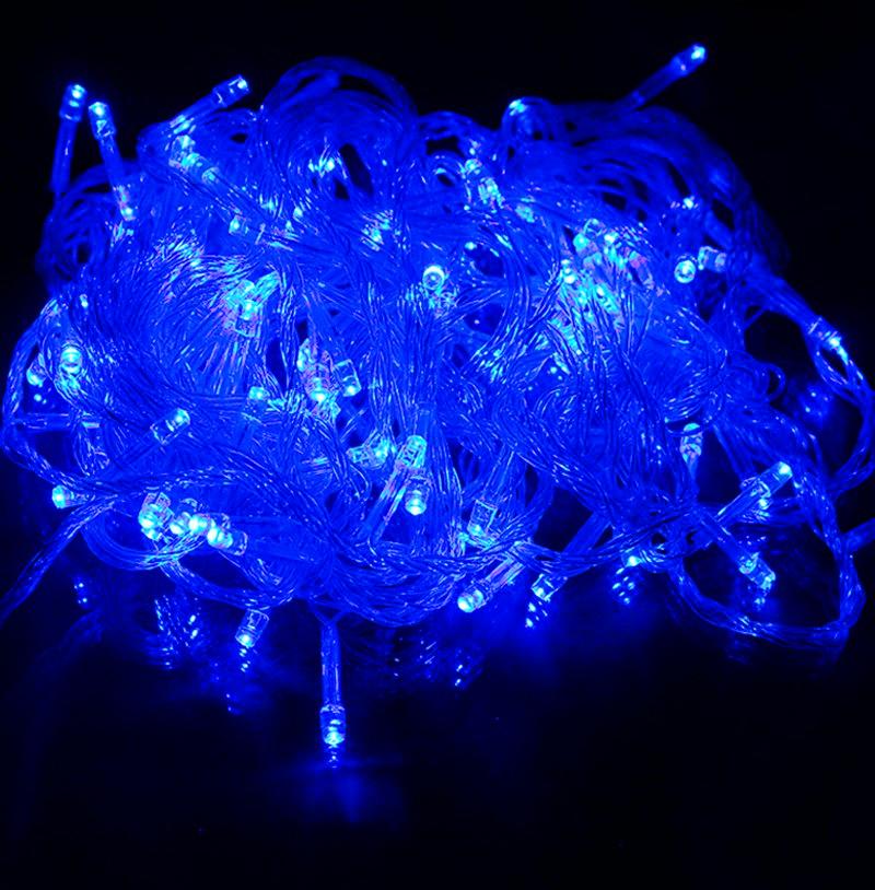 blue led string lights battery