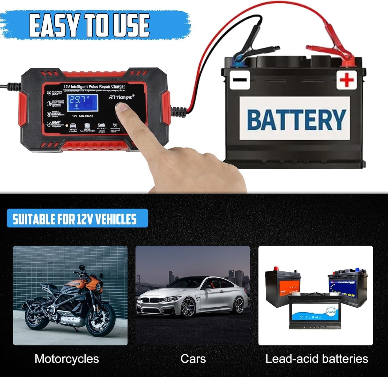 12V 6A Smart Pulse Battery Charger for 2Ah–100Ah Lead-Acid, AGM, Gel – Auto Repa - Private Seller 12V 6A Smart Pulse Battery Charger for 2Ah–100Ah Lead-Acid, AGM, Gel – Auto Repa - Private Seller