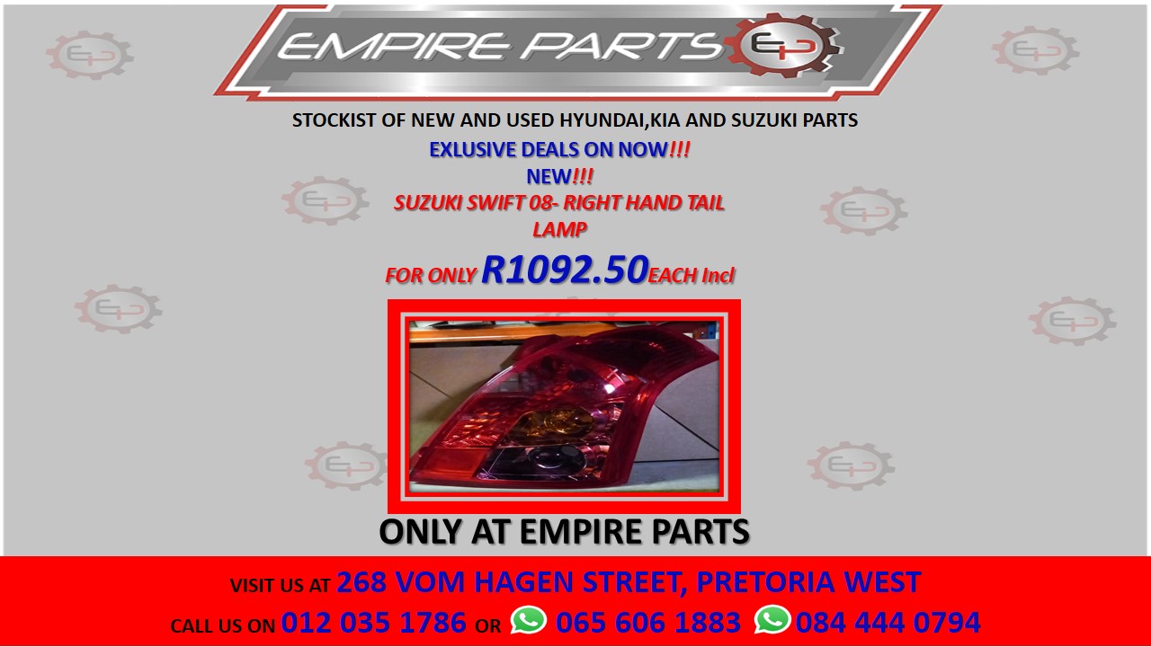 SUZUKI SWIFT 08- RIGHT HAND TAIL LAMP - Private Seller SUZUKI SWIFT 08- RIGHT HAND TAIL LAMP - Private Seller