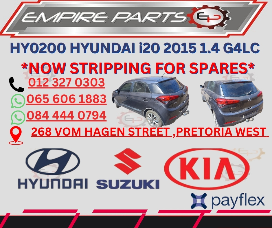 HY0200 HYUNDAI i20 2015 1.4 G4LC *NOW STRIPPING FOR SPARES* - Private Seller HY0200 HYUNDAI i20 2015 1.4 G4LC *NOW STRIPPING FOR SPARES* - Private Seller