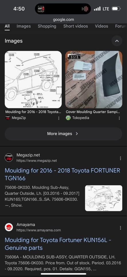 2016 - 2018 Toyota FORTUNER left front wheel arch - Private Seller 2016 - 2018 Toyota FORTUNER left front wheel arch - Private Seller
