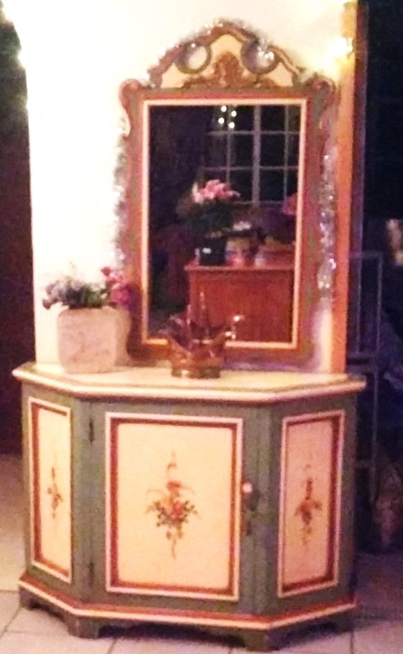 Stunning French Provincial style antique cabinet with matching mirror Stunning French Provincial style antique cabinet with matching mirror