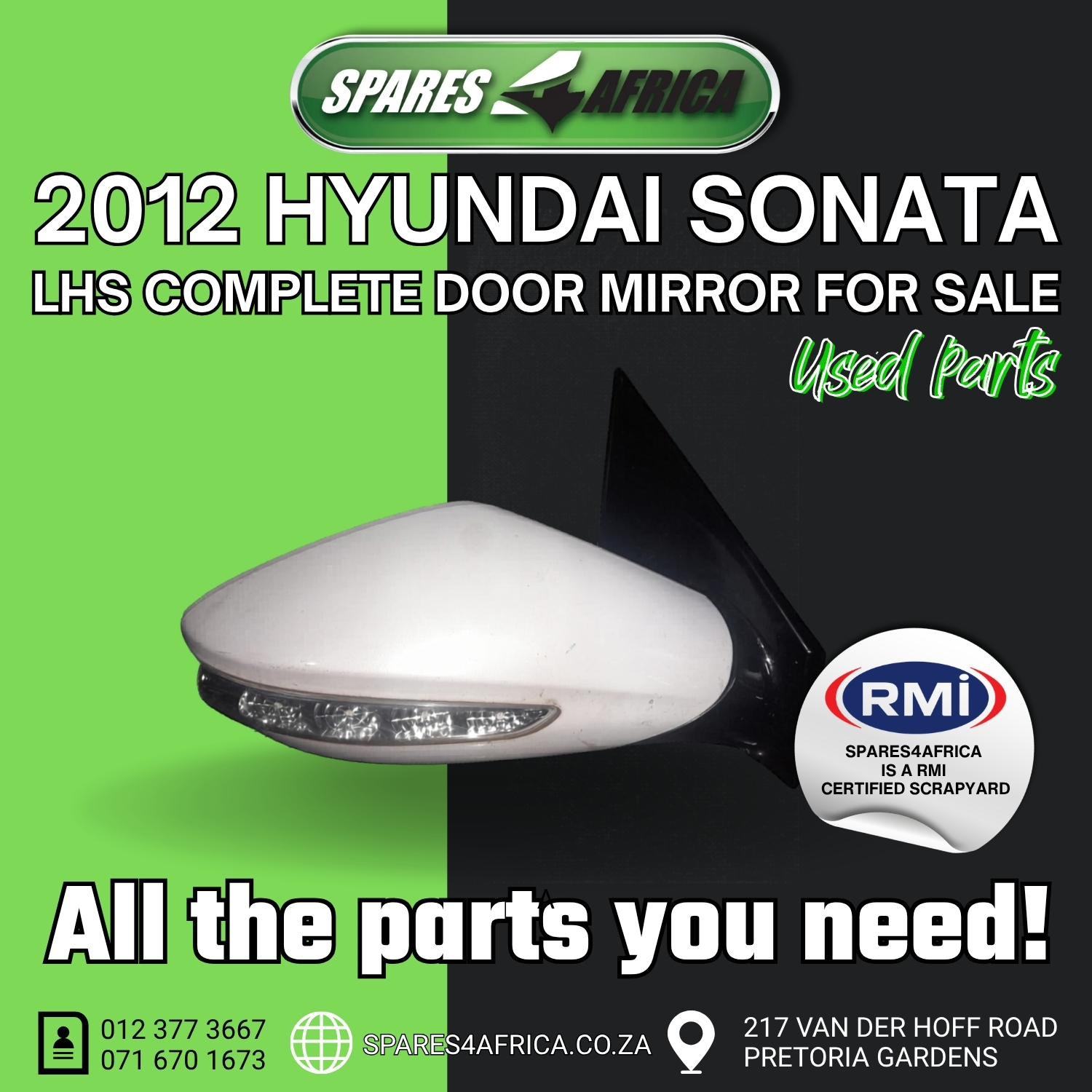 2012 HYUNDAI SONATA LEFT HAND SIDE COMPLETE DOOR MIRROR – USED - Private Seller 2012 HYUNDAI SONATA LEFT HAND SIDE COMPLETE DOOR MIRROR – USED - Private Seller