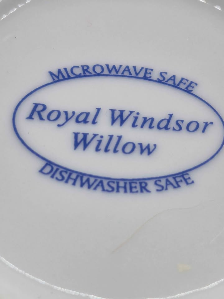 Vintage Blue Willow Creamer and large plat