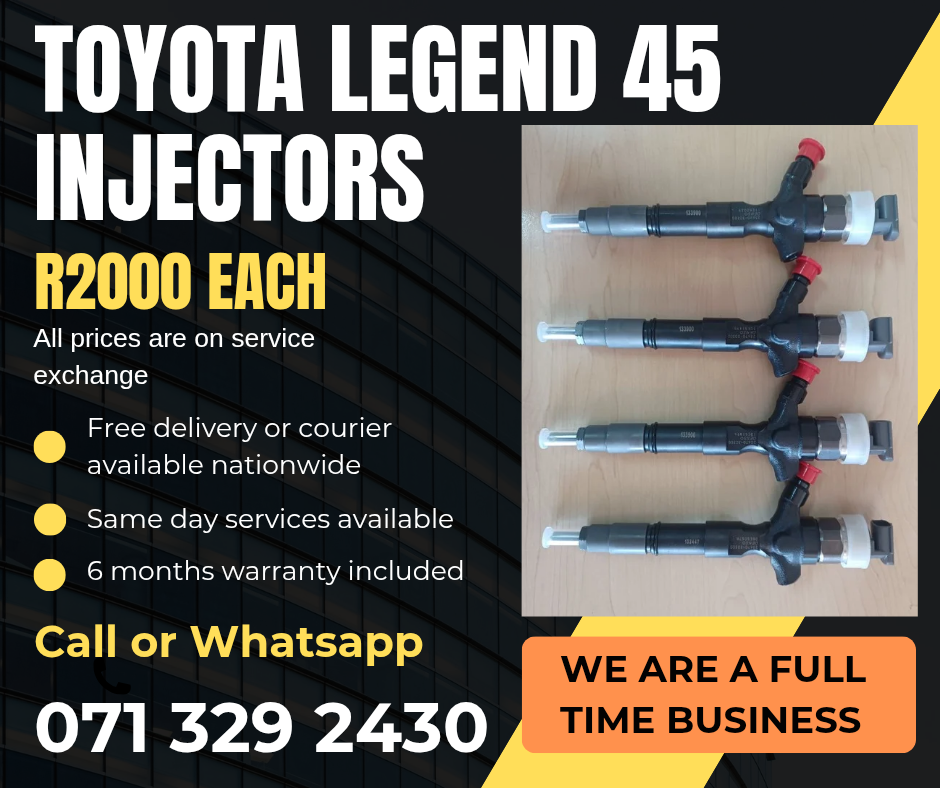 TOYOTA LEGEND 45 INJECTORS FOR SALE WITH WARRANTY TOYOTA LEGEND 45 INJECTORS FOR SALE WITH WARRANTY
