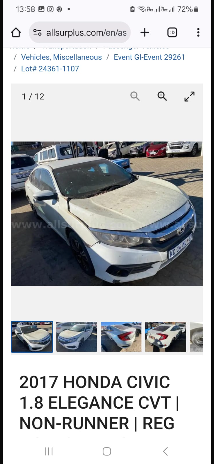 Used 2017 Honda Civic sedan 1.8 Elegance - Private Seller Used 2017 Honda Civic sedan 1.8 Elegance - Private Seller