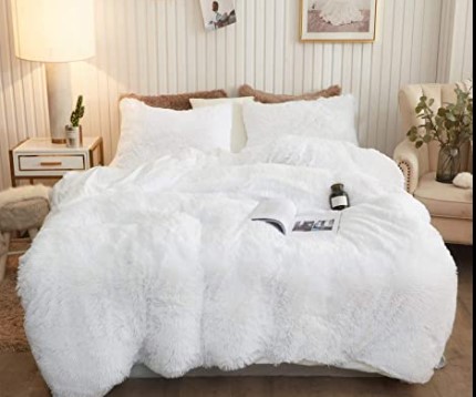 3 Piece Faux Fur Comforter Sets - Double and Queen