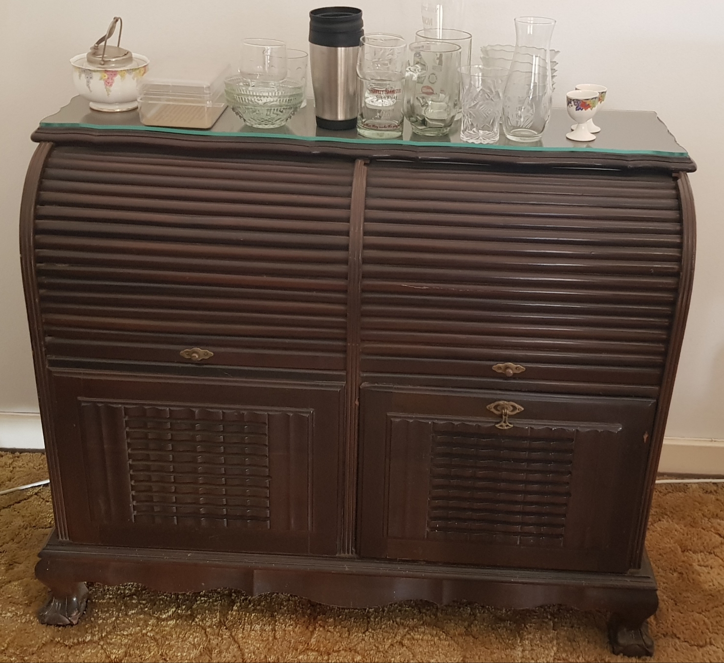 Wood Drinks Cabinet with Cut Glass Top 2nd Wood Drinks Cabinet with Cut Glass Top 2nd